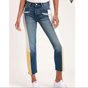 Levi 501 Original Color Block Cropped Jeans